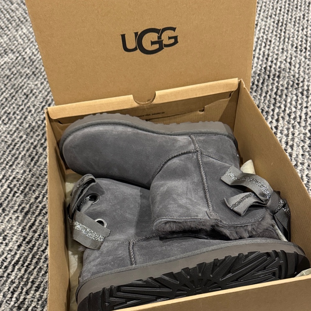UGG women’s Charcoal Gray Boots with Bows